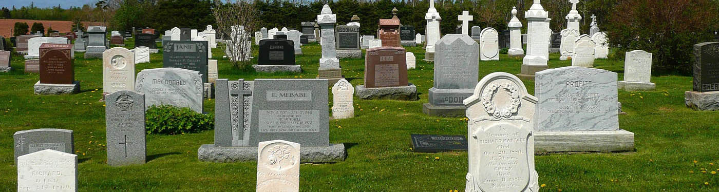 A selection of old neglected memorials in a graveyard