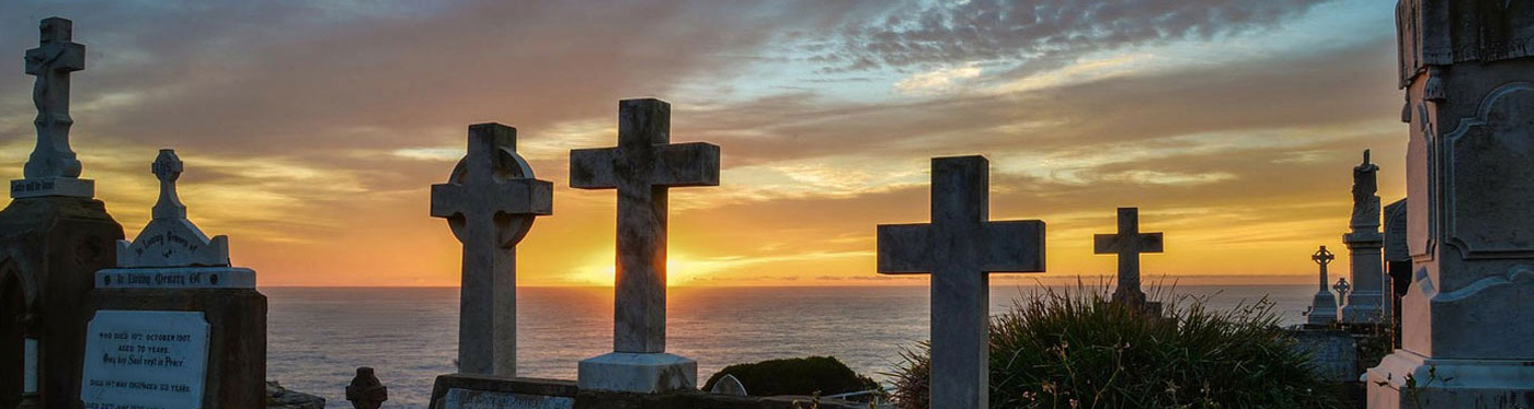 Cemetery Memorials Ovrlooking The Sea