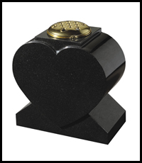 Black Granite Heart Vase Memorial